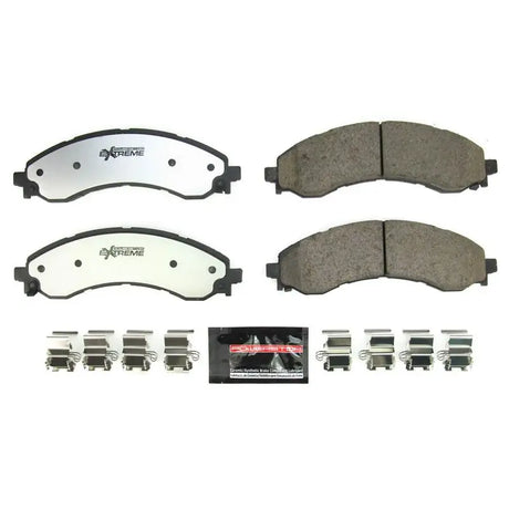 Brake pads and hardware kit with Brake Pad FMSI Number D2404 for high performance braking