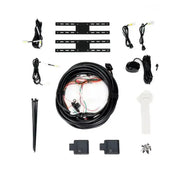 BrandMotion RDBS1600 black coiled wiring harness with exposed red, green, white wires for blind spot detection kit