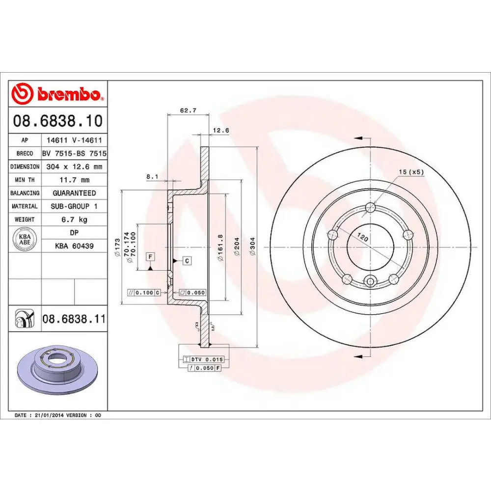 Brembo 08683811C02 Brake Rotor