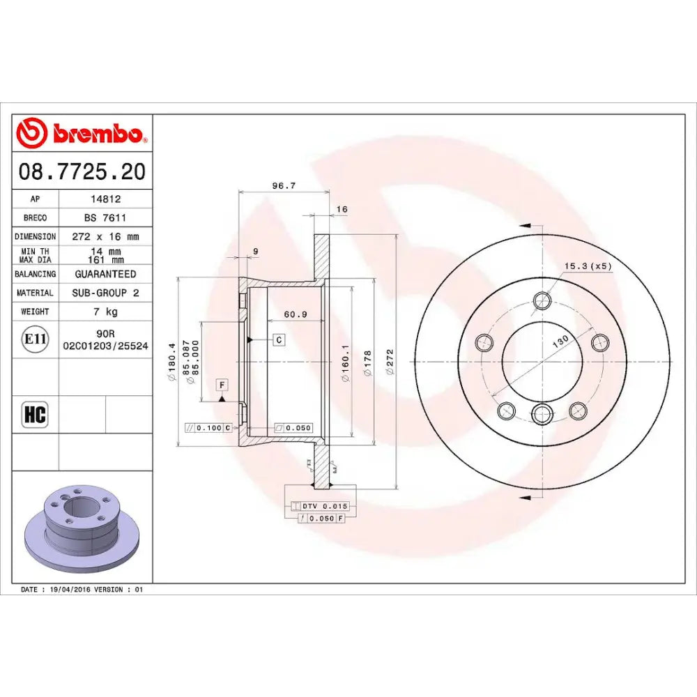 Brembo 08772520C02 Brake Rotor
