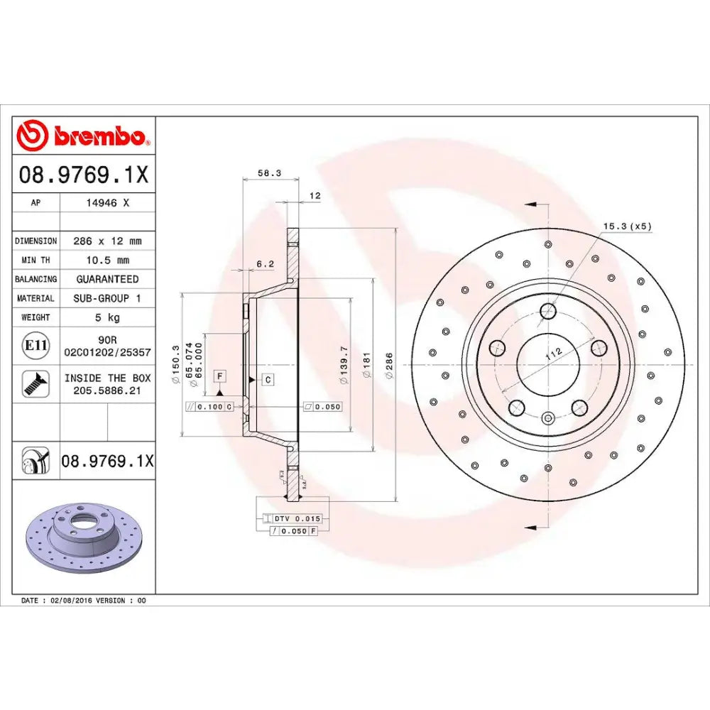 Brembo 0897691XC02 Brake Rotor