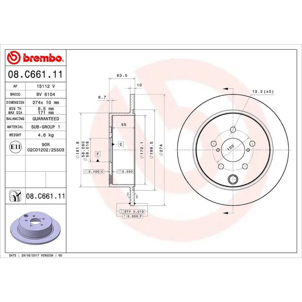 Brembo 08C66111C02 Brake Rotor
