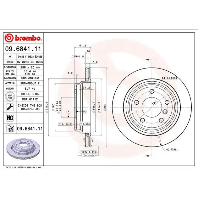 Brembo 09684111C02 Brake Rotor