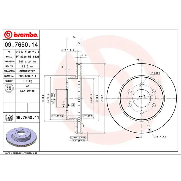 Brembo 09765011C02 Brake Rotor