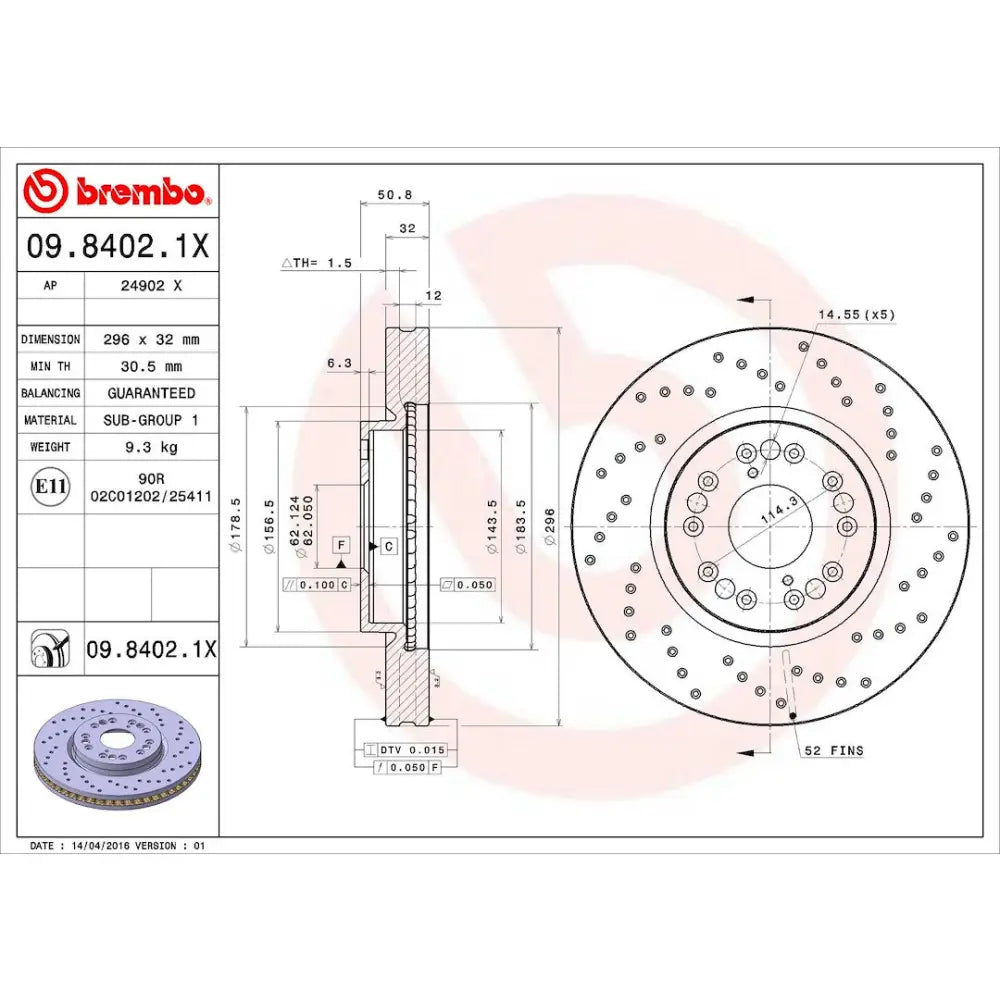 Brembo 0984021XC02 Brake Rotor