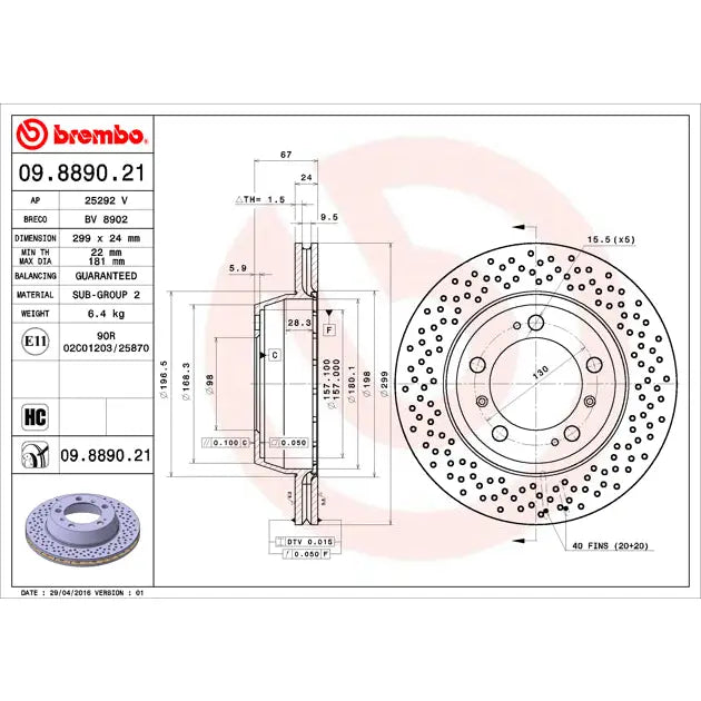Brembo 09889021C02 Brake Rotor