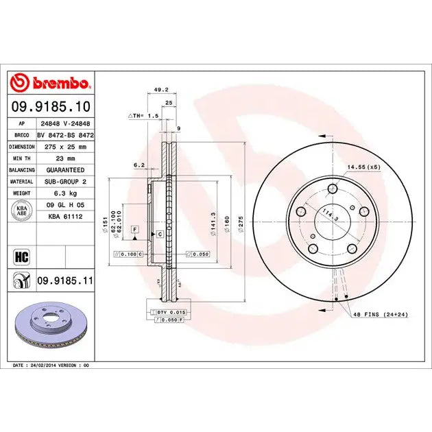 Brembo 09918511C02 Brake Rotor