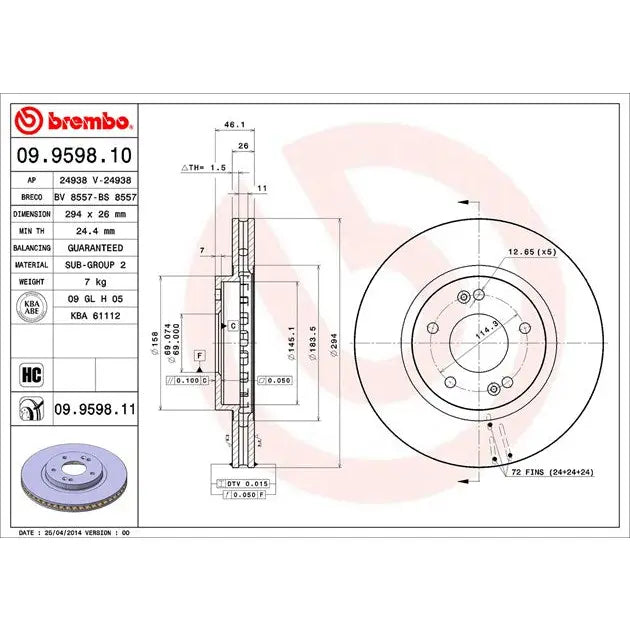 Brembo 09959811C02 Brake Rotor