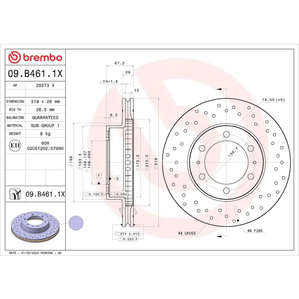 Brembo 09B4611XC02 Brake Rotor