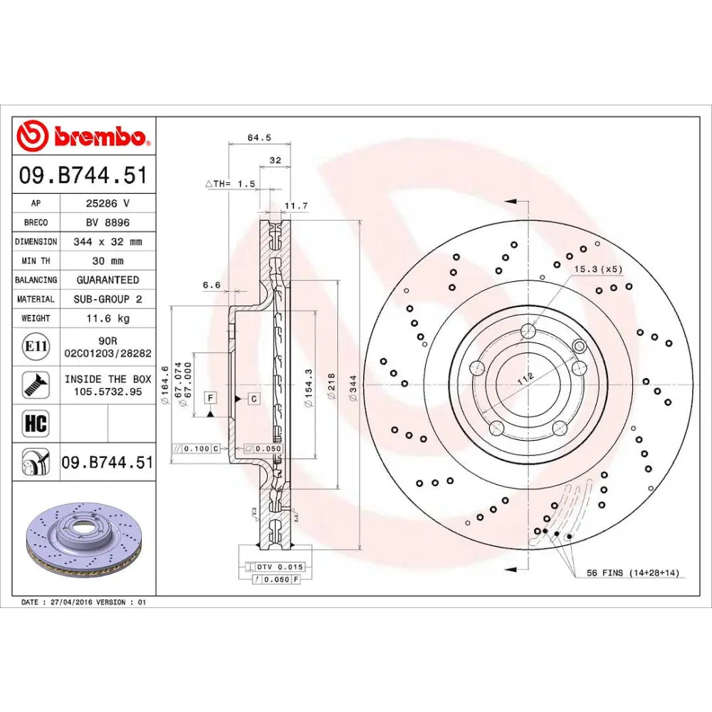 Brembo 09B74451C02 Brake Rotor