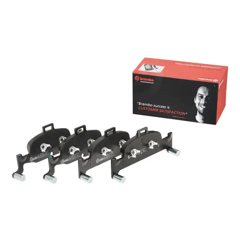 Brembo 17-18 A4 Premium Low-Met OE Equivalent Pad with superior braking performance and quiet operation, packaged for North American market.