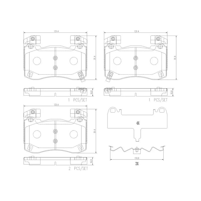 Brembo OE P30113N Brembo 18-21 Genesis G70/ Kia Stinger Front NAO Brake Pad - P30113N