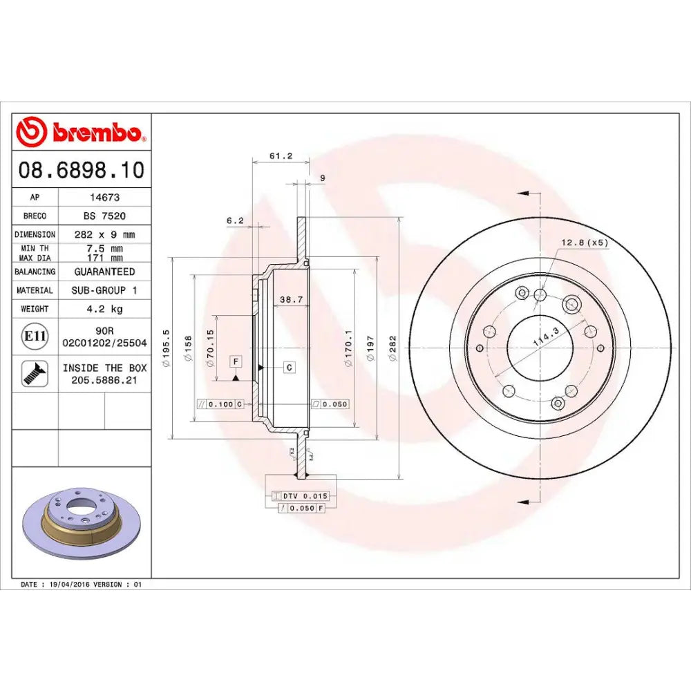 Brembo Components Not Hazardous To Health Brake Rotor 08689810C02 - Disc