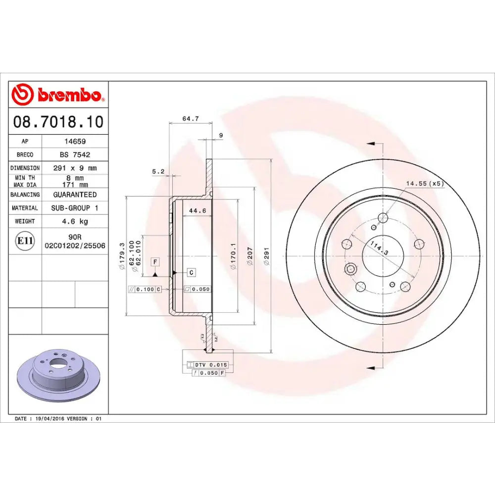 Brembo Components Not Hazardous To Health Brake Rotor 08701810C02 - Disc