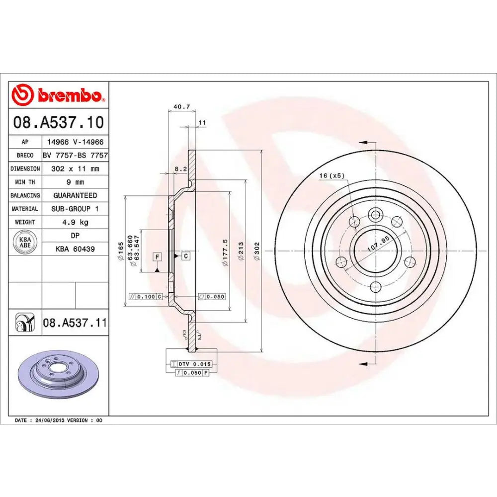 Brembo Components Not Hazardous To Health Brake Rotor 08A53711C02 - Disc