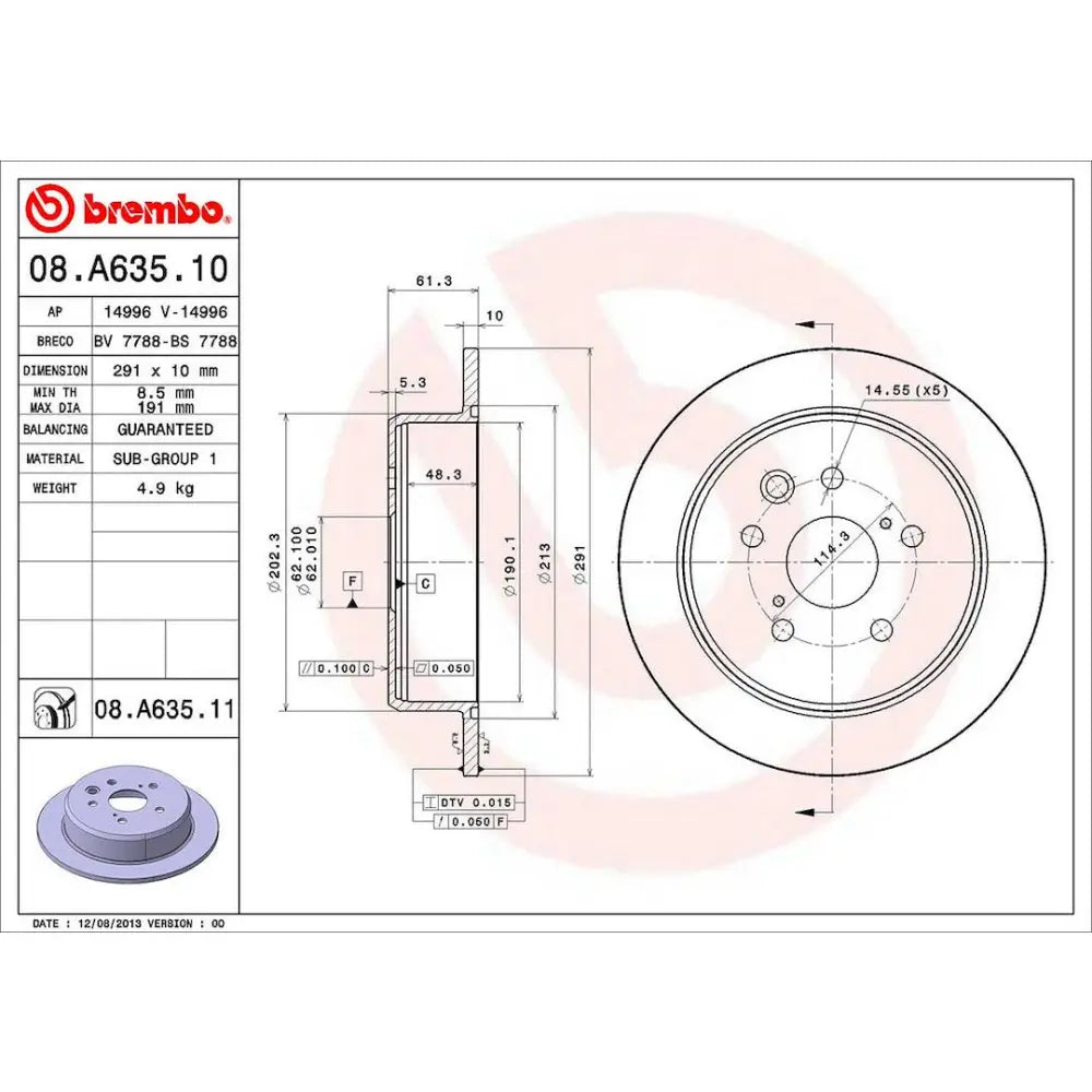 Brembo Components Not Hazardous To Health Brake Rotor 08A63511C02 - Disc