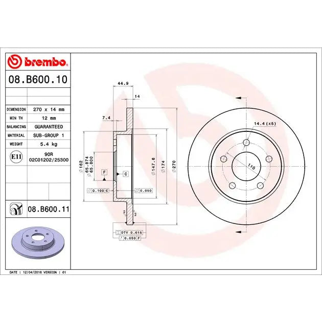 Brembo Components Not Hazardous To Health Brake Rotor 08B60011C02 - Disc