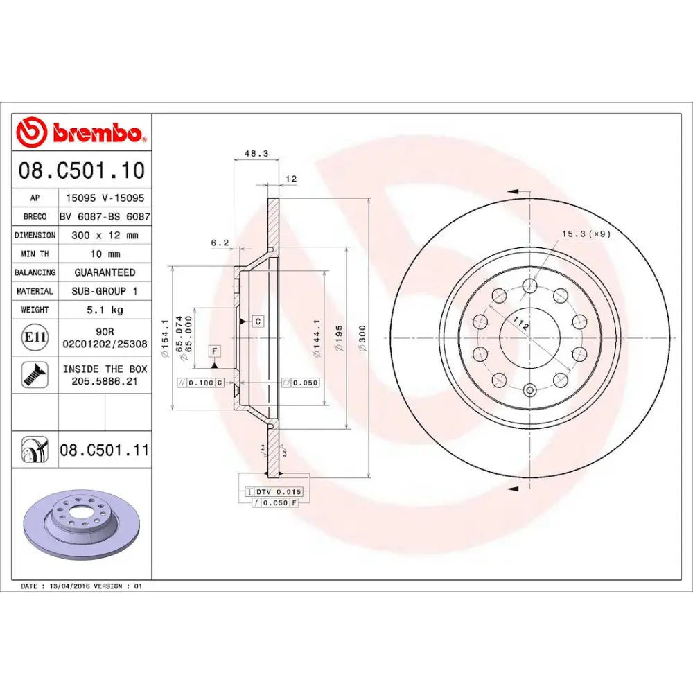 Brembo Components Not Hazardous To Health Brake Rotor 08C50111C02 - Disc