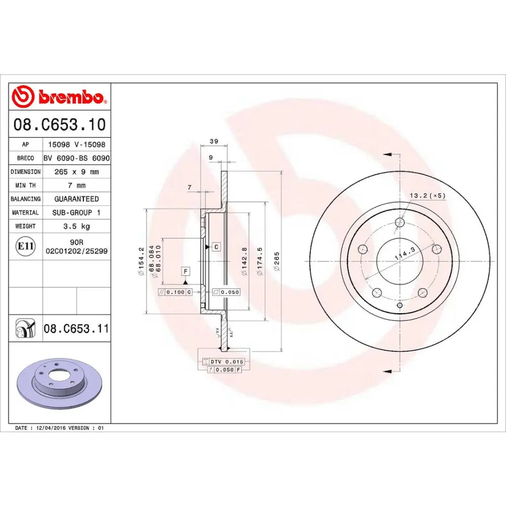 Brembo Components Not Hazardous To Health Brake Rotor 08C65311C02 - Disc
