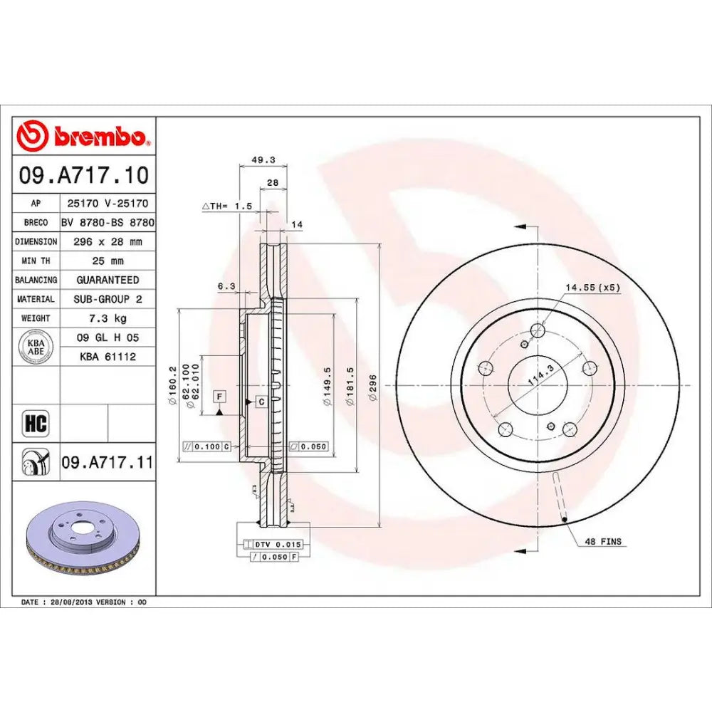 Brembo Components Not Hazardous To Health Brake Rotor 09A71711C02 - Disc