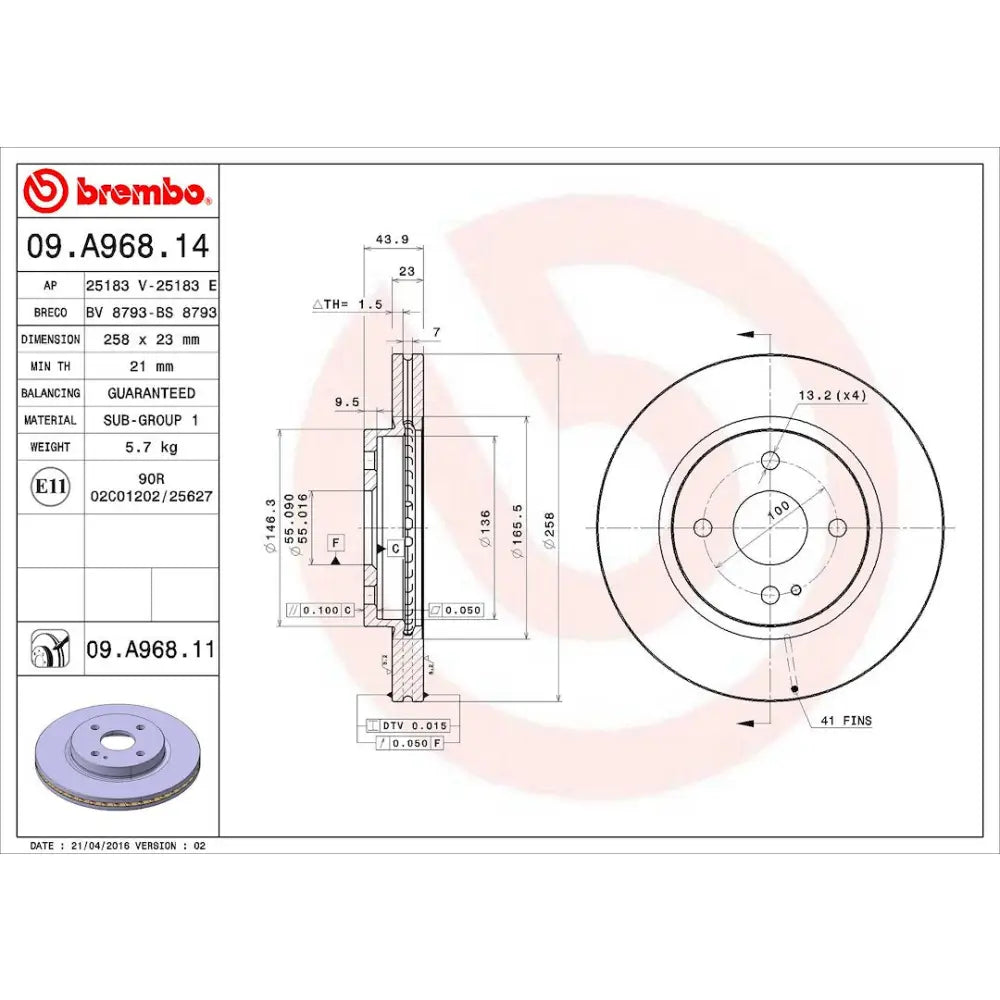 Brembo Components Not Hazardous To Health Brake Rotor 09A96811C02 - Disc