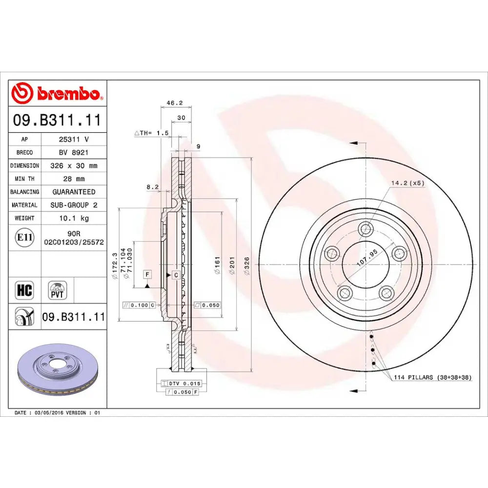 Brembo Components Not Hazardous To Health Brake Rotor 09B31111C02 - Disc