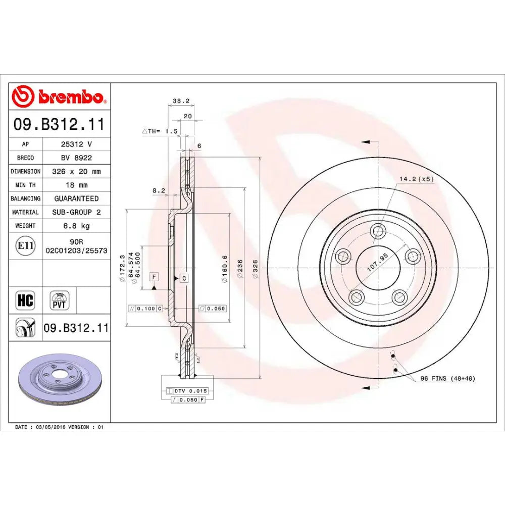 Brembo Components Not Hazardous To Health Brake Rotor 09B31211C02 - Disc