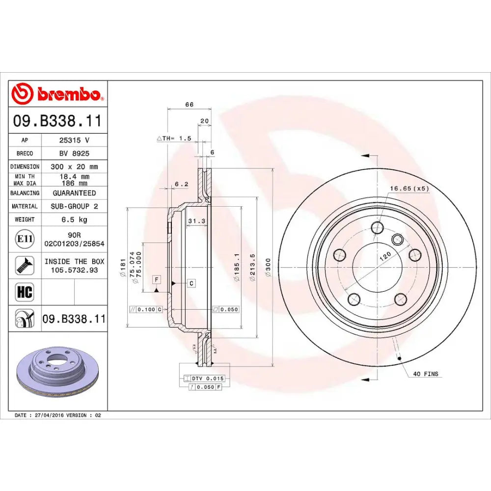 Brembo Components Not Hazardous To Health Brake Rotor 09B33811C02 - Disc
