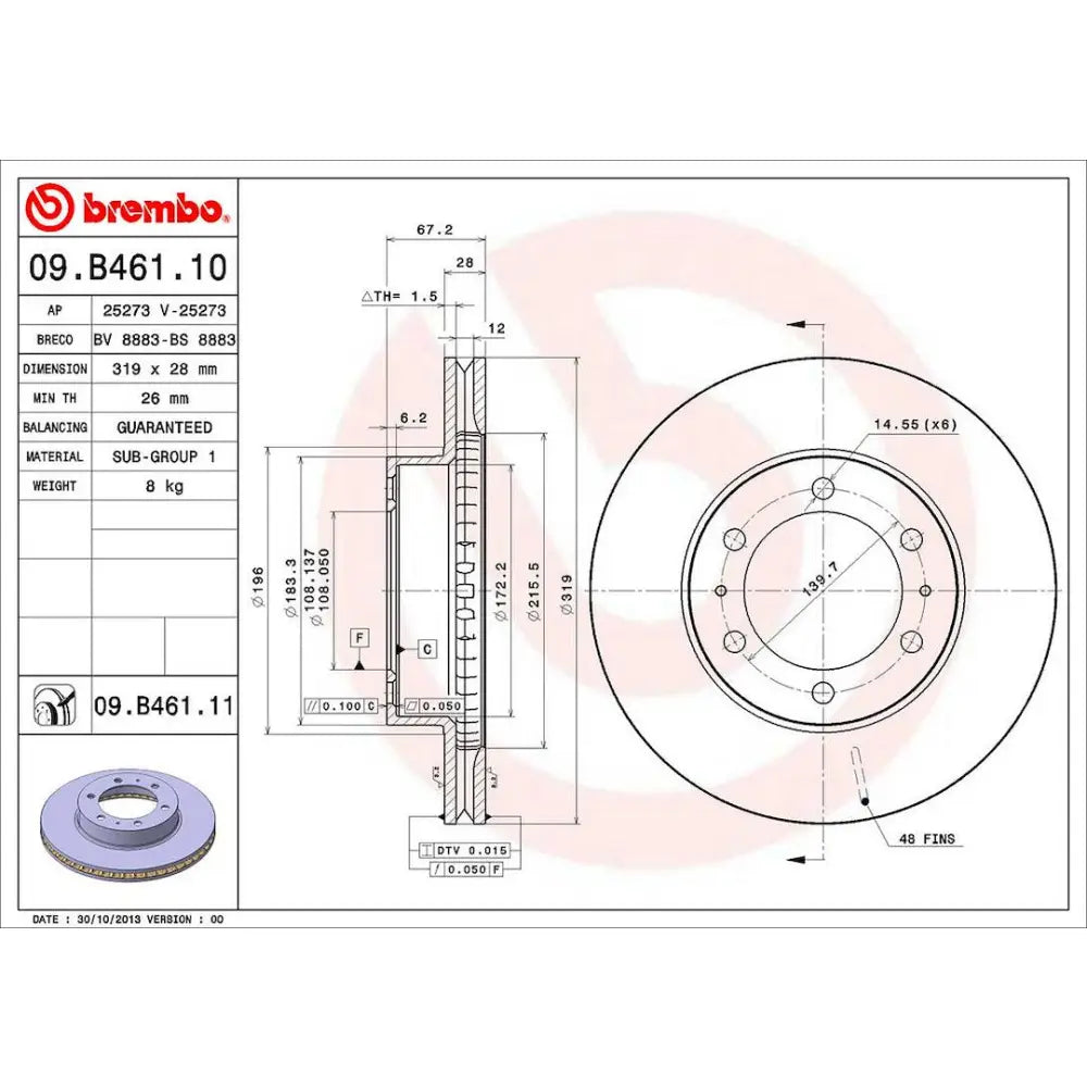 Brembo Components Not Hazardous To Health Brake Rotor 09B46111C02 - Disc