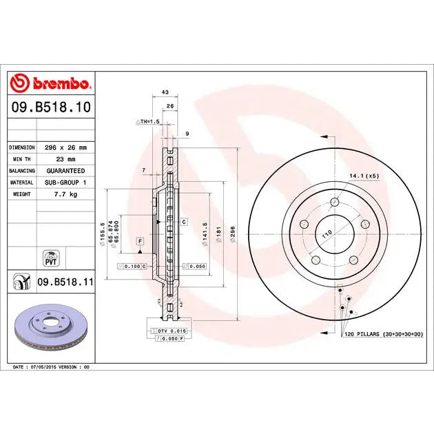 Brembo Components Not Hazardous To Health Brake Rotor 09B51811C02 - Disc