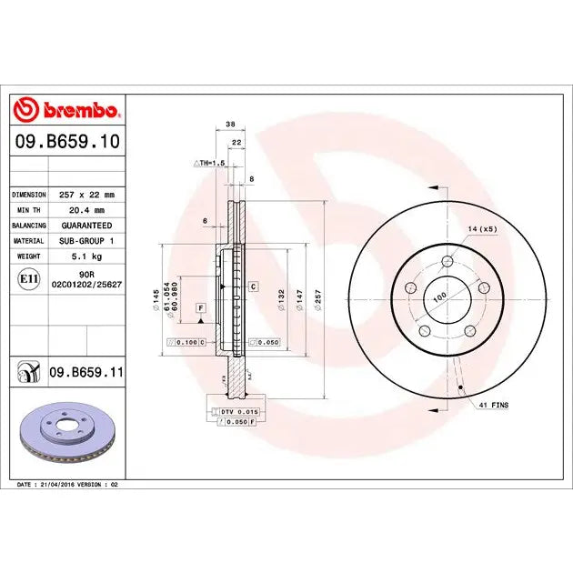 Brembo Components Not Hazardous To Health Brake Rotor 09B65911C02 - Disc