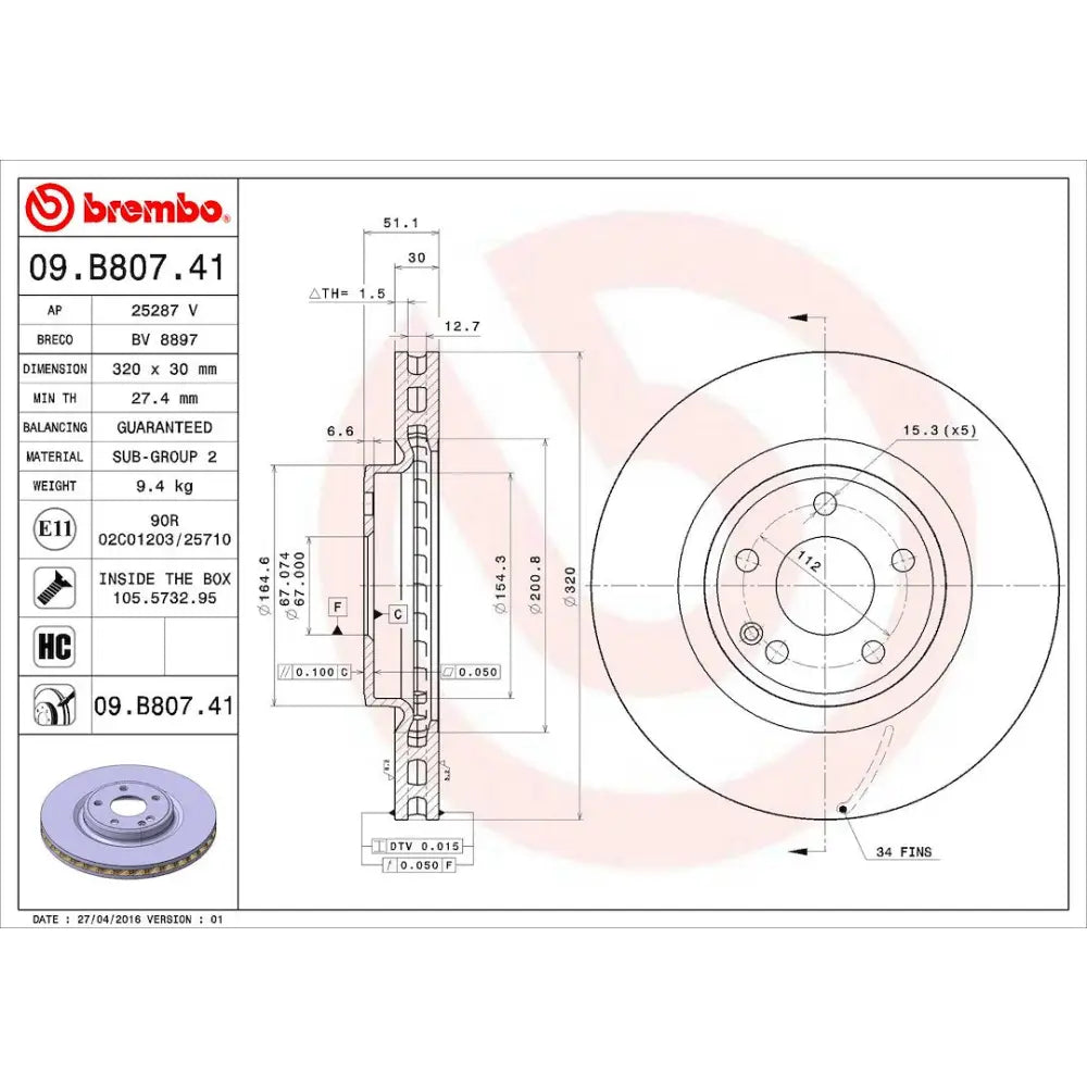 Brembo Components Not Hazardous To Health Brake Rotor 09B80741C02 - Disc