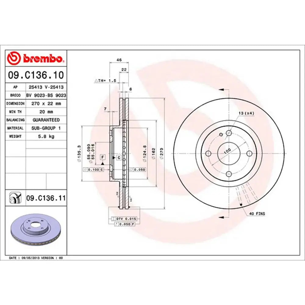 Brembo Components Not Hazardous To Health Brake Rotor 09C13611C02 - Disc