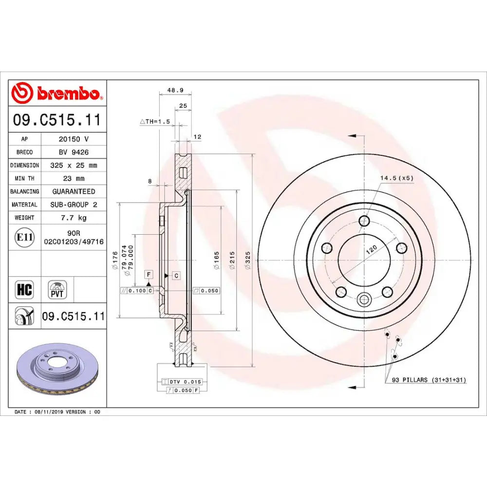 Brembo Components Not Hazardous To Health Brake Rotor 09C51511C02 - Disc