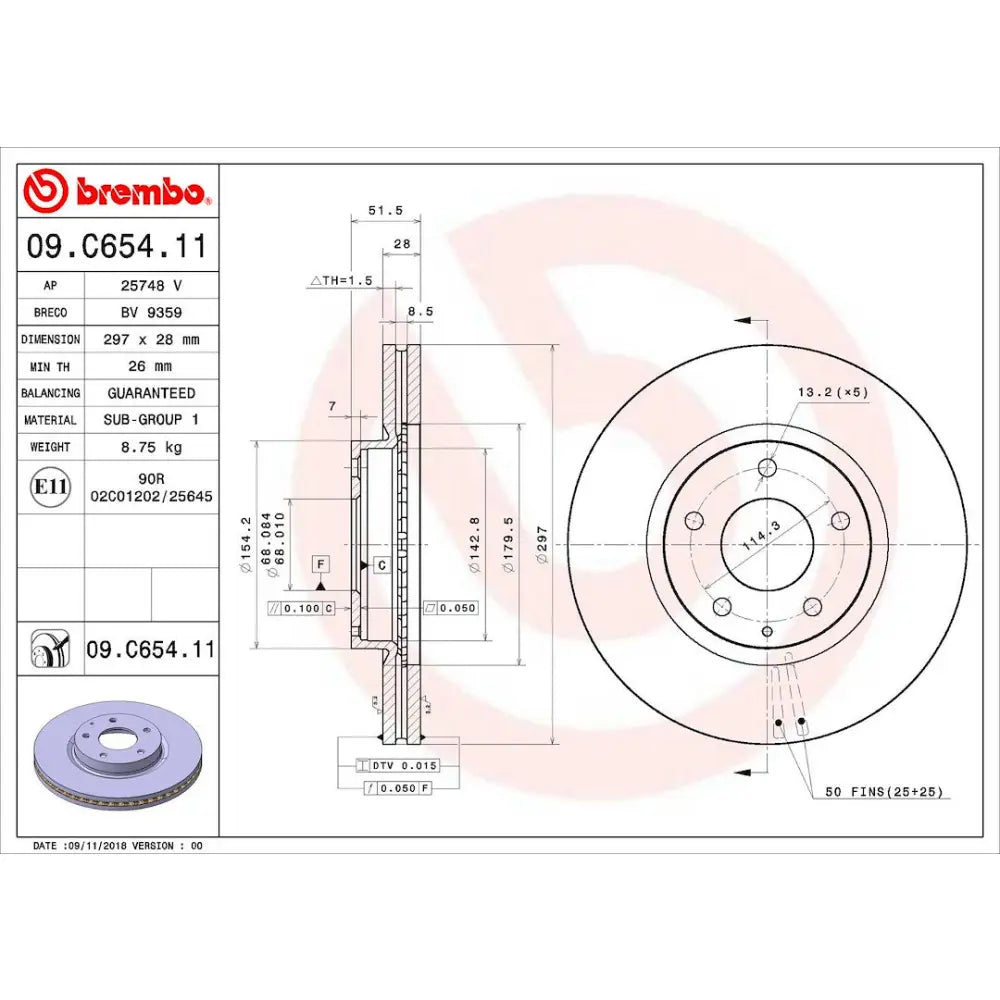 Brembo Components Not Hazardous To Health Brake Rotor 09C65411C02 - Disc
