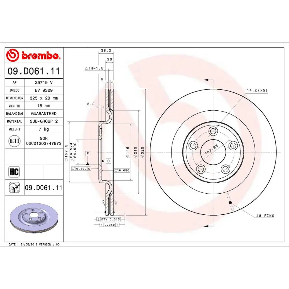 Brembo Components Not Hazardous To Health Brake Rotor 09D06111C02 - Disc