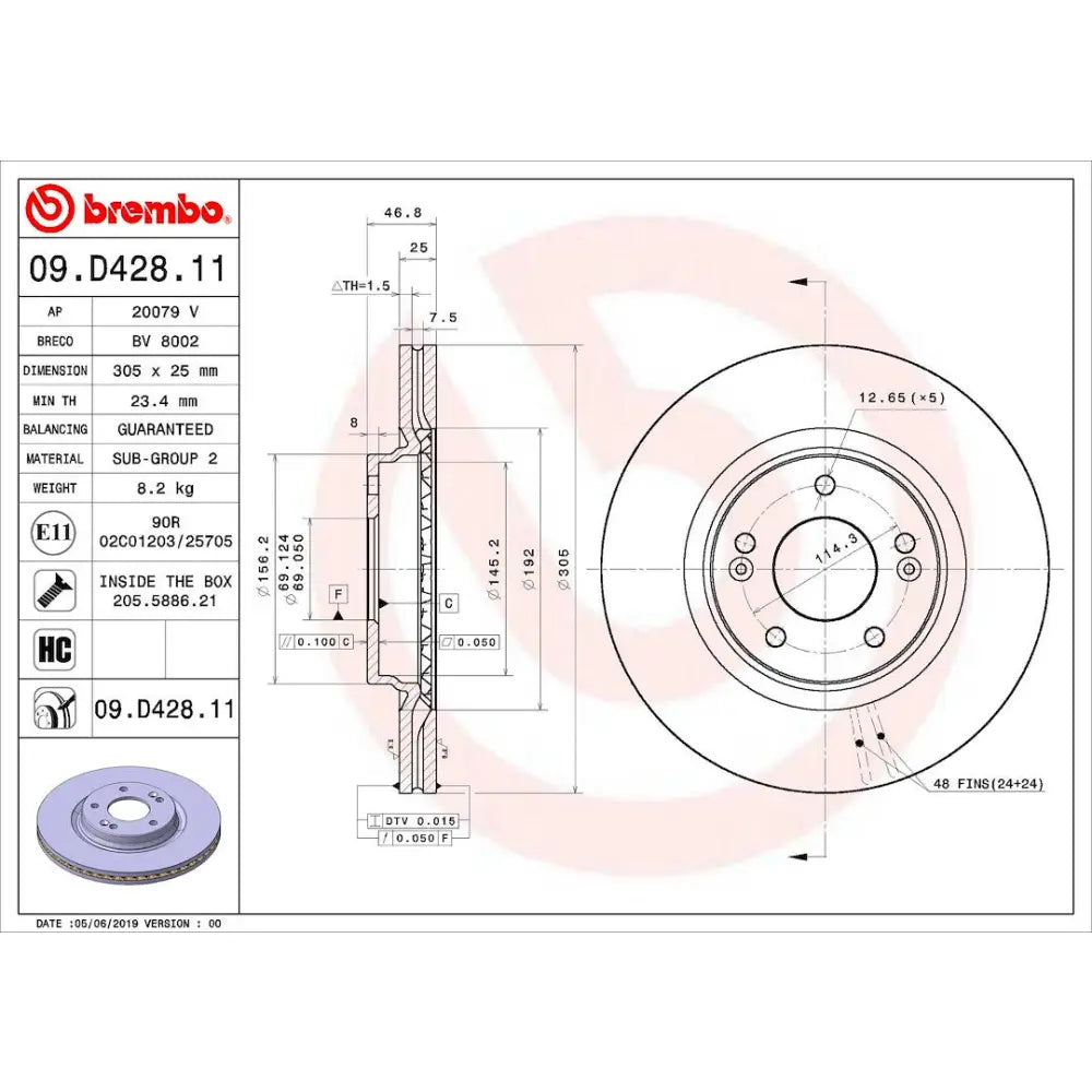 Brembo Components Not Hazardous To Health Brake Rotor 09D42811C02 - Disc