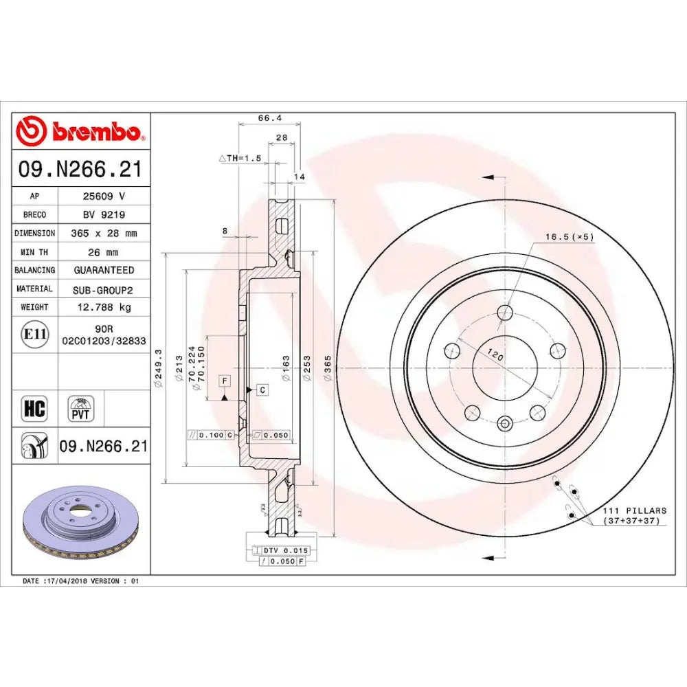 Brembo Components Not Hazardous To Health Brake Rotor 09N26621C02 - Disc