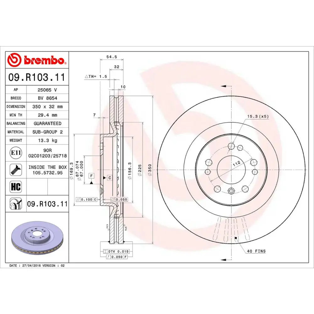 Brembo Components Not Hazardous To Health Brake Rotor 09R10311C02 - Disc