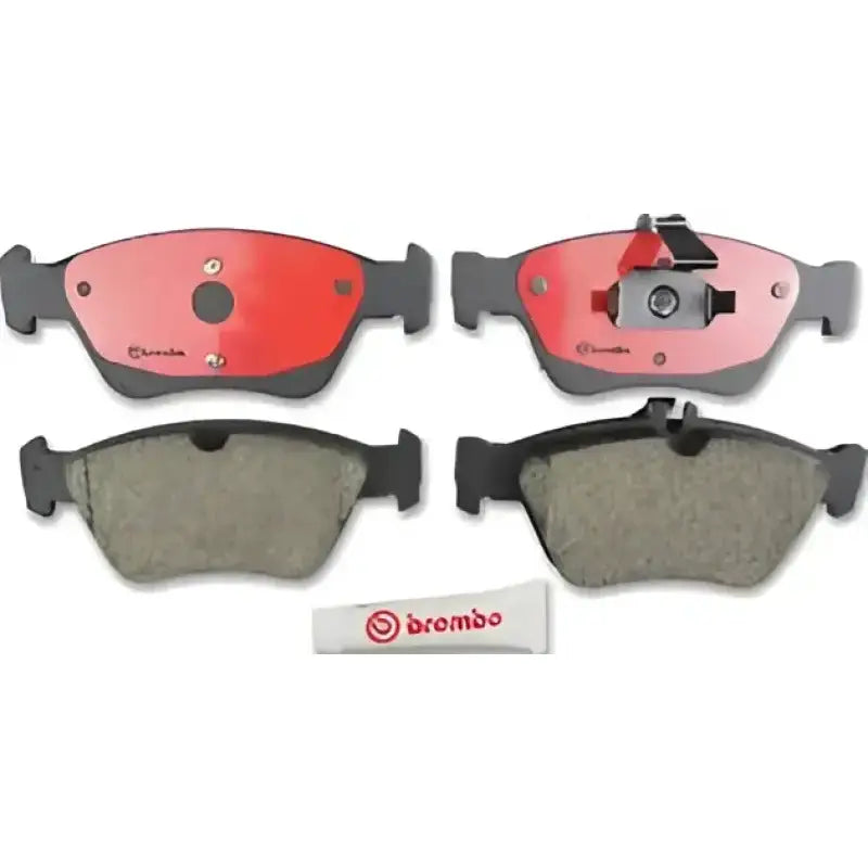 Red Brembo P50023N disc brake pads with hardware and box for p50023n disc brake boost