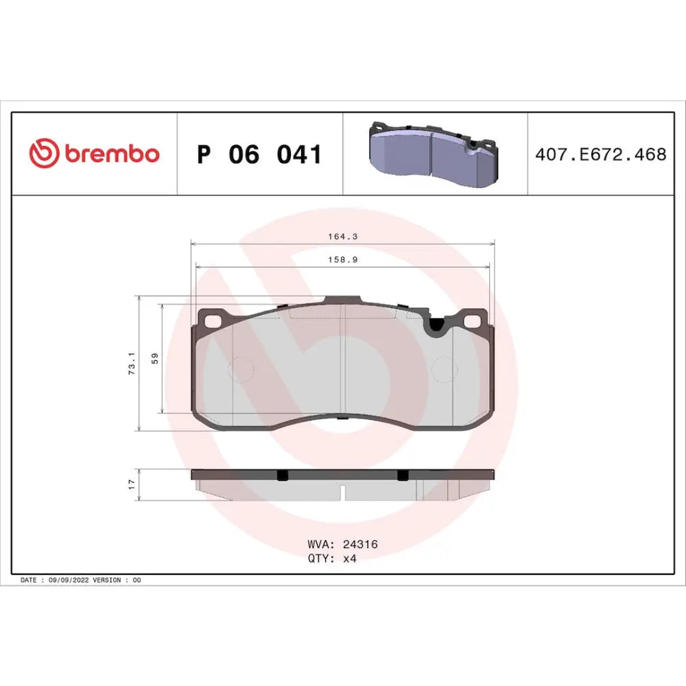 Brembo Premium Low-Met OE Equivalent Pad Brake Pad P06041 - Disc Set