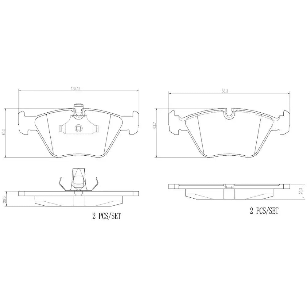 Brembo Premium Low-Met OE Equivalent Pad Brake Pad P06042N - Disc Set