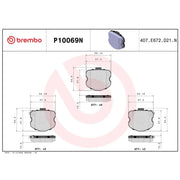 Brembo Premium Low-Met OE Equivalent Pad Brake Pad P10069N - Disc Set