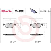 Brembo Premium Low-Met OE Equivalent Pad Brake Pad P36008N - Disc Set