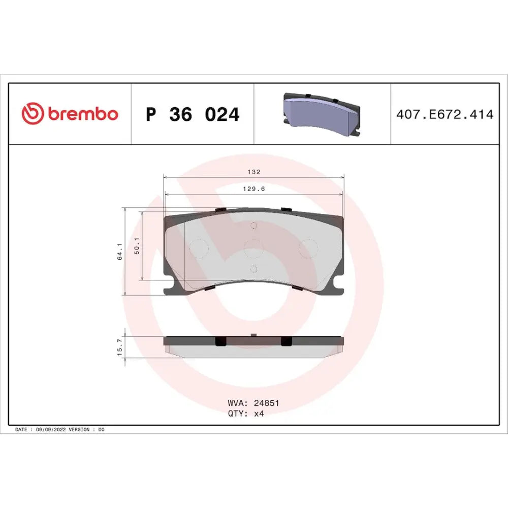 Brembo Premium Low-Met OE Equivalent Pad Brake Pad P36024 - Disc Set