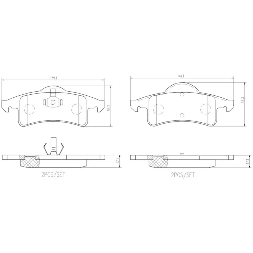 Brembo Premium Low-Met OE Equivalent Pad Brake Pad P37006N - Disc Set