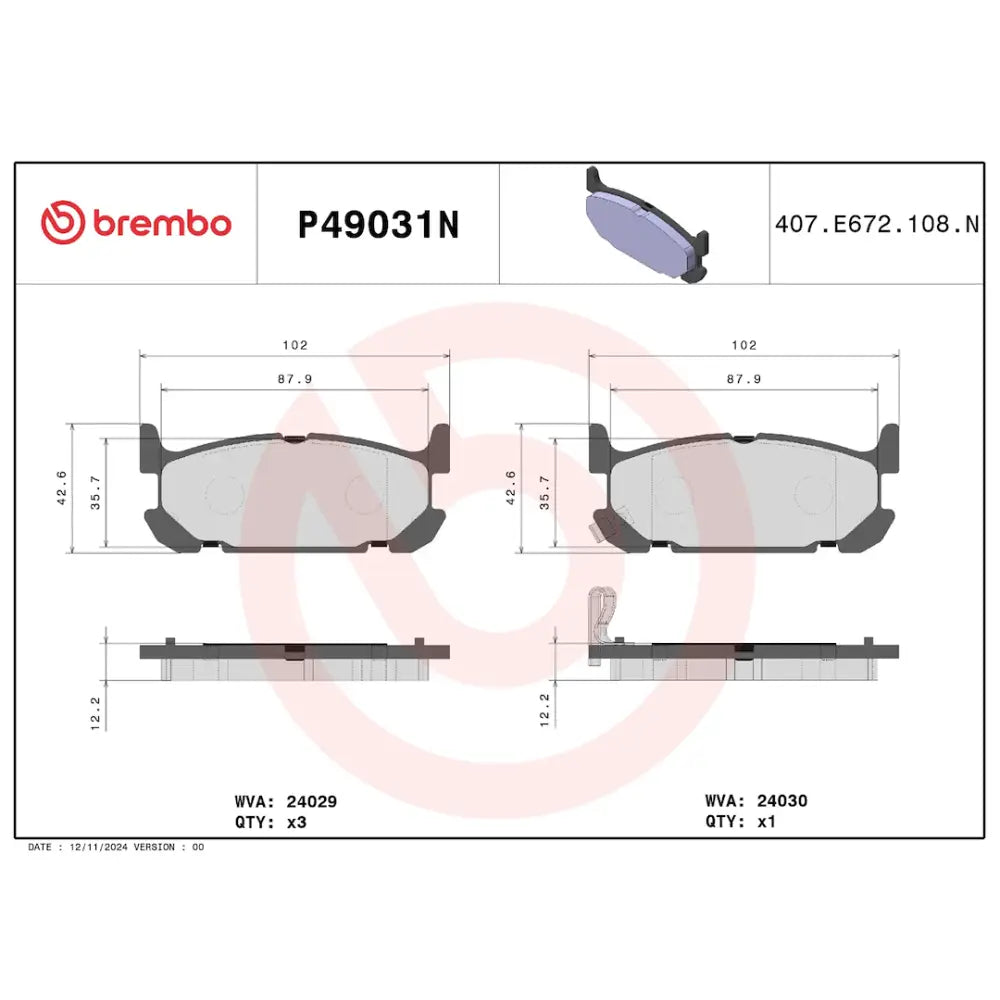 Brembo Premium Low-Met OE Equivalent Pad Brake Pad P49031N - Disc Set