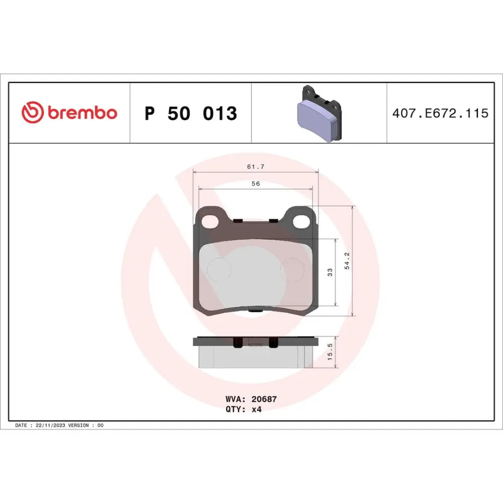 Brembo Premium Low-Met OE Equivalent Pad Brake Pad P50013 - Disc Set
