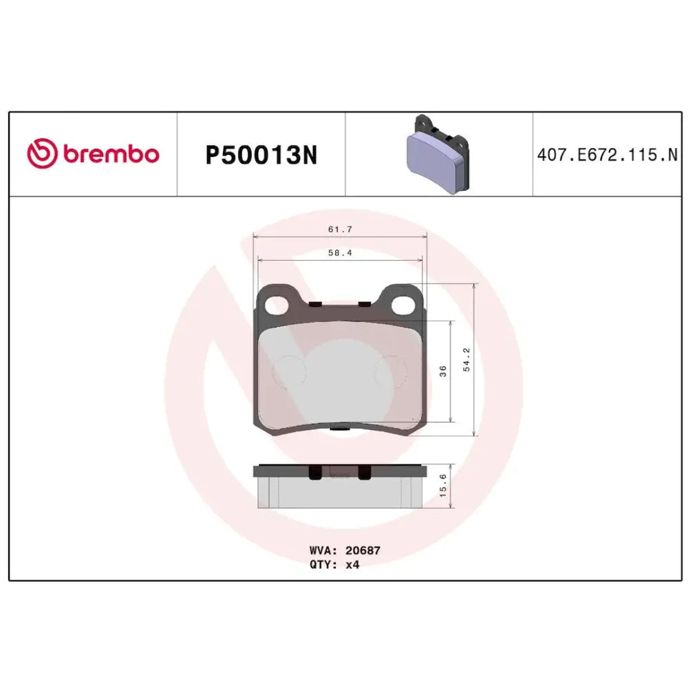 Brembo Premium Low-Met OE Equivalent Pad Brake Pad P50013N - Disc Set