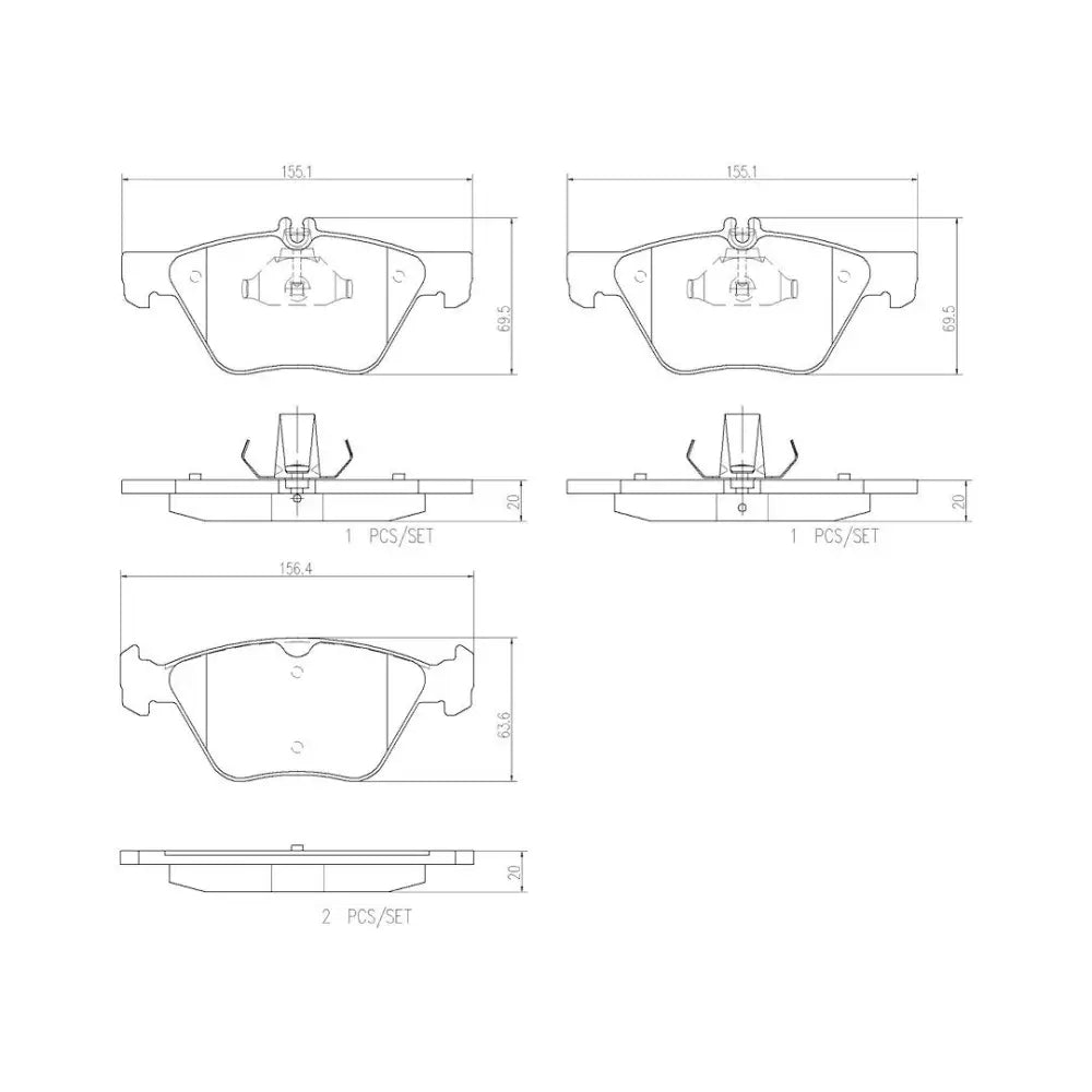 Brembo Premium Low-Met OE Equivalent Pad Brake Pad P50075N - Disc Set
